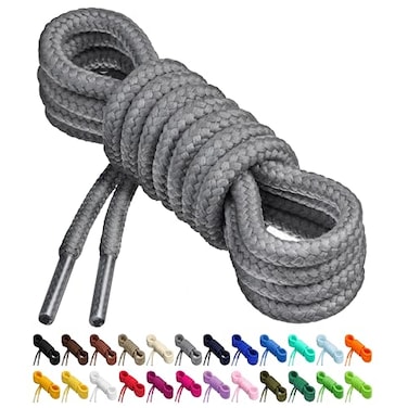 Birch Round Shoelaces 27 Colors 316 Thick Shoe Laces 4 Different Lengths 56 142cm XL Gray