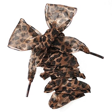 DANCOLOR Long Cute Fashion Leopard Print Ladies Exquisite Small Fresh Lace Flat Bottom Silk Satin Allmatch Pair Of Shoelaces Color Yellow Leopard Size 110cm4331inch