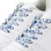 DANHUA Colored Printed Flat Shoelaces 2 Pair White Blue Flowers Patterned Shoe Laces for Sneakers 55 inch