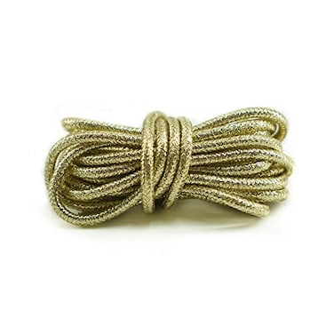Decker Gold Round Metallic Glitter shoelaces Colorful Fashion 2 pairs pack for Canvas Boots Sneaker Athletic GOLD 54137 cm