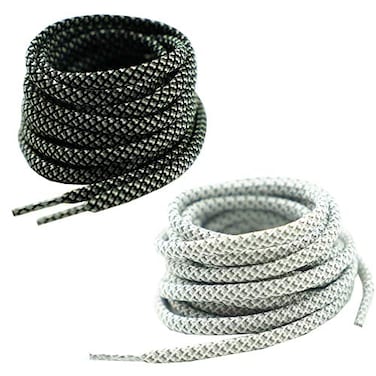 Decker Round Reflective Shoelaces 2 Pairs 1 Pair White 1 Pair Black 532 Thick Night Jog Running Safe for Men Women 45114 cm