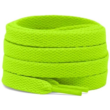 DELELE 2 Pair 47 inch Flat Shoe laces 516 Wide Shoelaces for Athletic Running Sneakers Shoes Boot Strings Fluorescent Green