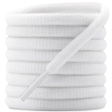 DELELE 2 Pair Oval Shoes laces Half Round 14 Athletic Shoelaces Shoe Strings White 55 inch