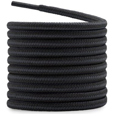 DELELE 2 Pair Round Boot Laces Outdoor Hiking Walking Shoelaces Dark Gray Black Striped Shoe Lace Work Shoe Strings 47 inch