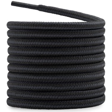 DELELE 2 Pair Round Boot Laces Outdoor Hiking Walking Shoelaces Dark Gray Black Striped Shoe Lace Work Shoe Strings 59 inch