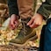 DELELE 2 Pair Round Boot Laces Outdoor Hiking Walking Shoelaces Light Brown Coffee Striped Shoe Lace Work Shoe Strings 47 inch