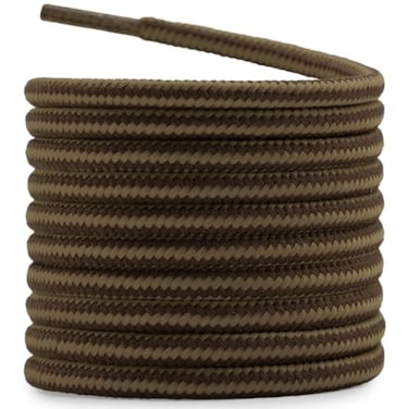 DELELE 2 Pair Round Boot Laces Outdoor Hiking Walking Shoelaces Light Brown Coffee Striped Shoe Lace Work Shoe Strings 47 inch