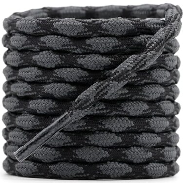 DELELE 2 Pair Round Wave Shape Non Slip Heavy Duty and Durable Outdoor Climbing Shoelaces Dark GrayBlack Hiking Shoe Laces Shoestrings43 inch