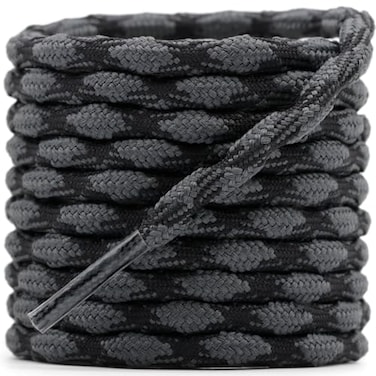 DELELE 2 Pair Round Wave Shape Non Slip Heavy Duty and Durable Outdoor Climbing Shoelaces Dark GrayBlack Hiking Shoe Laces Shoestrings71 inch