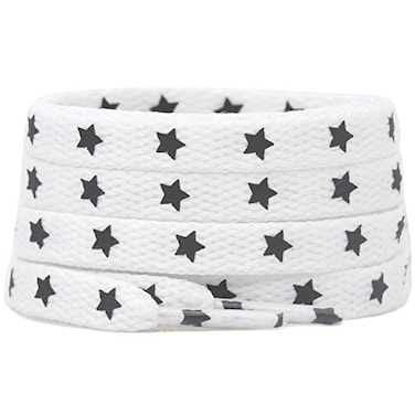 DELELE 2 Pairs Reflective Shoelace Flat Stars Colorfull White Safety Laces for Shoes Sneakers Boots 47 inch