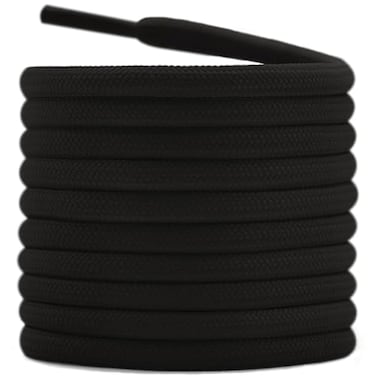 DELELE Hiking Shoe Laces for Boots 2 Pair 55 inch Black Round Boot Laces Heavy Duty Work Shoelaces Strings