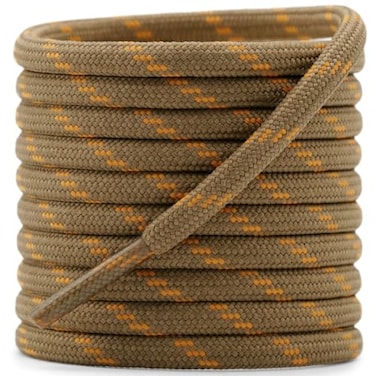 DELELE Round Work Boot Laces 55 inch Light Brown Golden Heavy Duty Hiking Shoe Laces for Boots 2 Pair