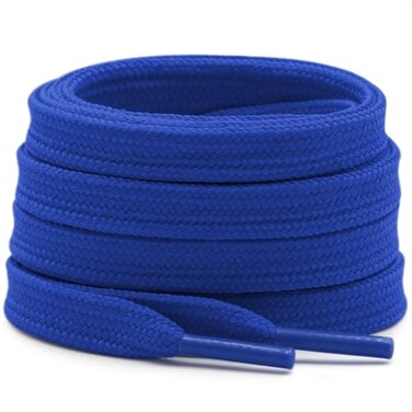 DELELE Solid Flat Shoe Laces Hollow Thick Royal Blue Shoelaces for Sneakers 2 Pair 63 inch