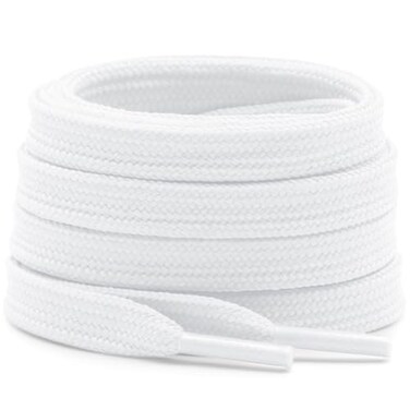 DELELE Solid Flat Shoe Laces Hollow Thick White Shoelaces for Sneakers 2 Pair 31 inch