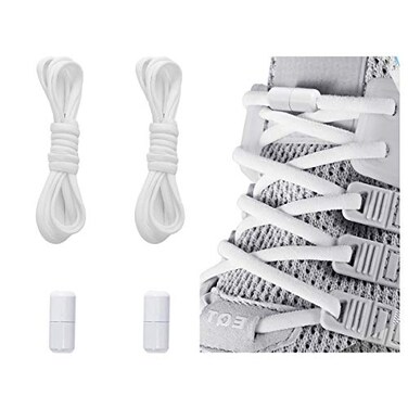 Alegrianan Elastic No Tie Shoe Laces For AdultsKidsElderlyOne Size Fits All White