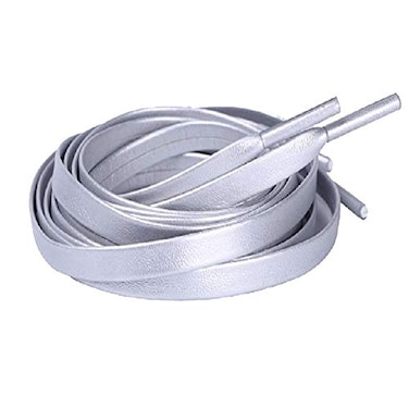 Florawang One Pair Flat PU Leather Laces Shoelaces for Shoes Sneaker Boot Silver 51