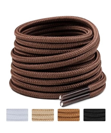 Handshop 2 Pairs Round Boots Shoelaces 35 MM Athletic Replacement Shoe Laces 3063 Shoestrings For Running Sporting Walking Brown 137