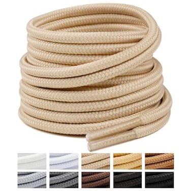 Handshop 2 Pairs Round Boots Shoelaces 35 MM Athletic Replacement Shoe Laces 3063 Shoestrings For Running Sporting Walking Tan 76