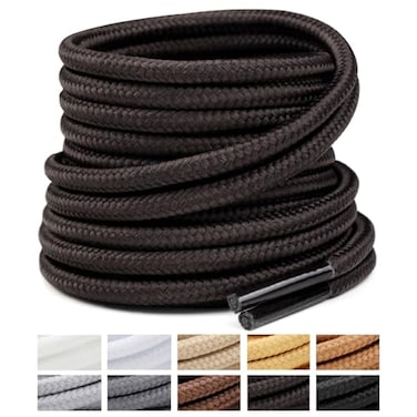 Handshop 2 Pairs Round Boots Shoelaces 4 MM Athletic Replacement Shoe Laces 3063 Shoestrings For Running Sporting Walking Dark Brown 102