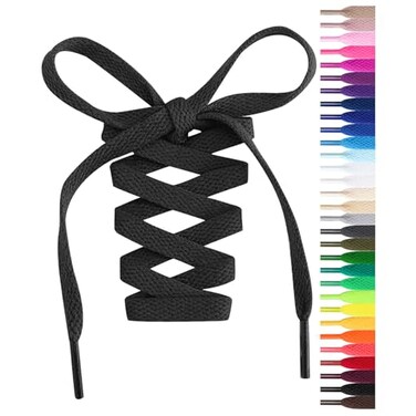 Handshop Flat Shoelaces 516 Shoe Laces Replacements For Sneakers and Athletic Shoes Boots Black 102cm