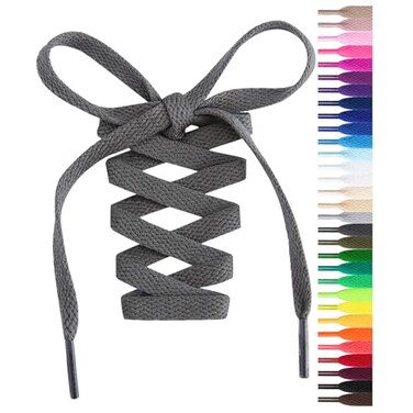 Handshop Flat Shoelaces 516 Shoe Laces Replacements For Sneakers and Athletic Shoes Boots Deep Gray 91cm