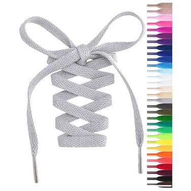 Handshop Flat Shoelaces 516 Shoe Laces Replacements For Sneakers and Athletic Shoes Boots Light Gray 122cm