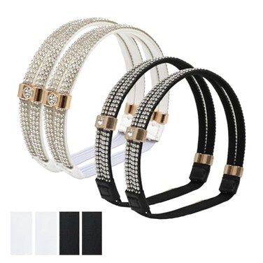 Honbay 2 Pairs of Womens Sandals Straps Sparkling Rhinestones Elastic High Heels Shoe Straps Bands AntiLoose Shoelace A