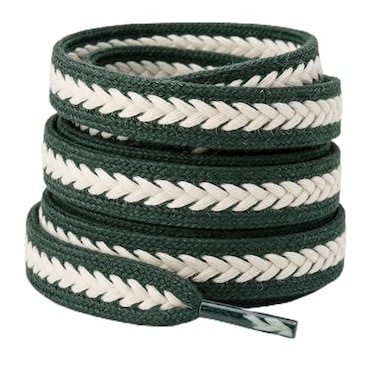 Lilybekind 35 Wide Thick fat shoe laces for sneakers boots flat replacement shoelaces shoe strings Green white 120cm