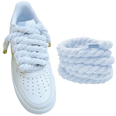 Lopau Thick Rope Shoe Laces for Air Force 1 Sneakers Chunky Fat Rope Laces for DunksAF1Air Jordan Shoes Replacement Jumbo Shoelaces Strings for DIY Custom AccessoriesWhite