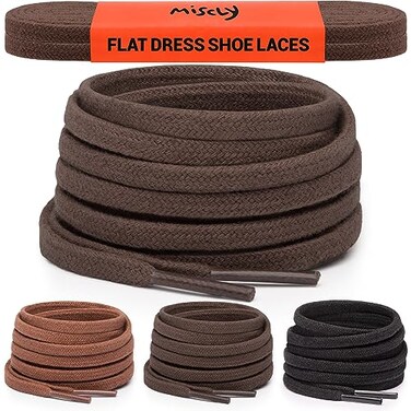 Miscly Flat Cotton Shoelaces for Dress Oxfords Chukka Desert Boots 1 Pair 316 Thin Dark Brown 27 69 CM