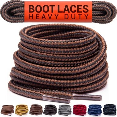Miscly Round Boot Laces 1 Pair Heavy Duty and Durable Shoelaces for Boots Work Boots Hiking Shoes BlackBrown 72 inches 183 cm