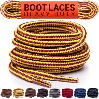 Miscly Round Boot Laces 1 Pair Heavy Duty and Durable Shoelaces for Boots Work Boots Hiking Shoes GoldTan 63 inches 160 cm