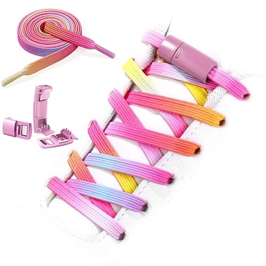 Neo-wows Neowows Flat Elastic No Tie Shoe Laces for Sneakers Stretch Tieless Shoelaces for Kids Adults Flat Shoes Strings