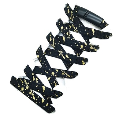 nikwesm Magnetic No Tie Elastic Shoe Laces for Kids Adults No screw One Size Fits All Black gold