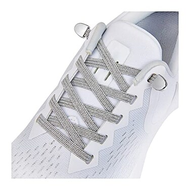 anan520 No Tie Shoe laces with Elastic LacesElastic Shoelaces for Adults and Kids Silver