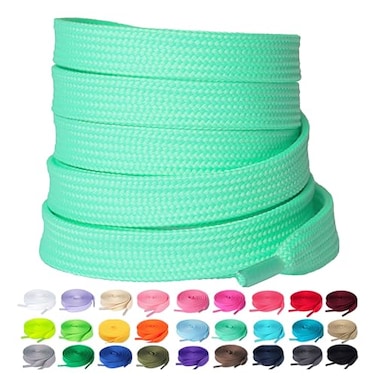 Olukssck 1 Pair Flat Shoe Laces for Sneakers 25 Wide Athletic Shoelaces Mint Green 63 inch160cm
