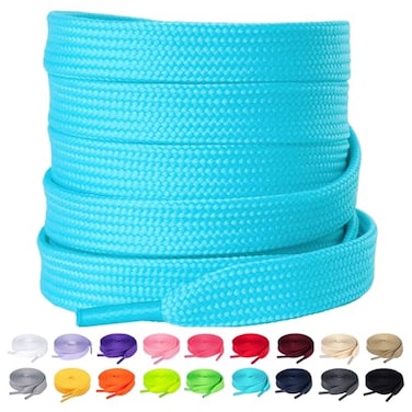 Olukssck 1 Pair Flat Shoe Laces for Sneakers 25 Wide Athletic Shoelaces Turquoise 28 inch71cm