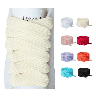 Olukssck 2 Pairs Fat Shoe Laces for Sneakers Boots 34 Wide Athletic Shoelaces Shoe Strings Cream 47inch120cm