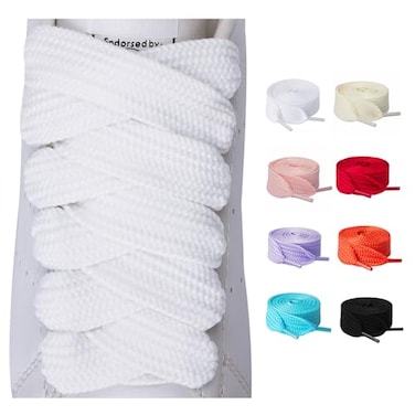Olukssck 2 Pairs Fat Shoe Laces for Sneakers Boots 34 Wide Athletic Shoelaces Shoe Strings White 47inch120cm