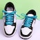 Olukssck 2 Pairs Flat Glitter Shiny Metallic Shoe Laces for Sneakers 25 Wide Sequin Athletic Shoelaces Blue 47 inch120cm