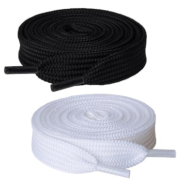 Olukssck 2 Paris Fat Shoe Laces for Sneakers 58 Wide Flat Athletic Shoelaces Black White 45 inch115cm