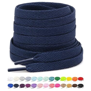 Stepace 2 Pairs Flat Shoe Laces for Sneakers 516 Width 3072 Length 26 Color Shoelaces Navy Blue 40102 cm