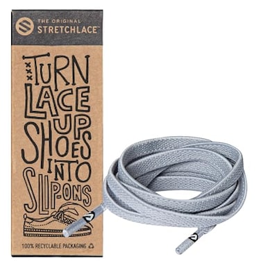 THE ORIGINAL STRETCHLACE Flat Elastic Shoe Laces Stretch Laces That Turn Shoes Into Easy SlipOns As Seen on Shark Tank Light Grey 30 in 77 cm