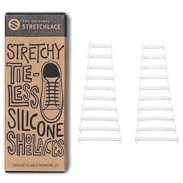 THE ORIGINAL STRETCHLACE No Tie Elastic Shoelaces Stretch Laces Turn Any Shoe into Comfortable SlipOns for All Ages White