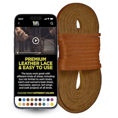TOFL Heavy Duty Work Boot Laces 72 Inch x 18 Inch Thick Genuine Leather Shoe Laces for Boots Work Boots 1 Pair Tan