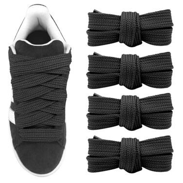 UamGlsob 2 Pairs 342cm Fat Flat Shoe Laces 3963 Length Flat Thick Wide Shoelaces Jumbo Shoe Strings Replacement Laces for Skate Shoes Black 54140cm