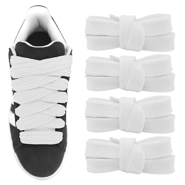 UamGlsob 2 Pairs 342cm Fat Flat Shoe Laces 3963 Length Flat Thick Wide Shoelaces Jumbo Shoe Strings Replacement Laces for Skate Shoes White 63160cm