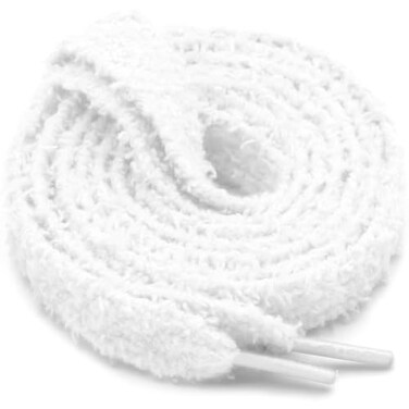 WEGOODZF Flat Fuzzy Shoe laces 2 Pairs 15CM Wide 55 inch White Soft Plush Sneakers Shoelaces