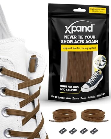 Xpand No Tie Elastic Shoelaces 1 Size Fits All for Adults Kids Stretch Shoe Laces for Sneakers Runners High Tops No Tie Shoe Strings