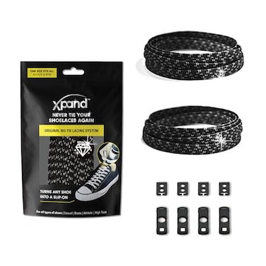 Xpand No Tie Elastic Shoelaces 1 Size Fits All for Adults Kids Stretch Shoe Laces for Sneakers Runners High Tops No Tie Shoe Strings